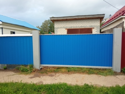 Откатные ворота синие